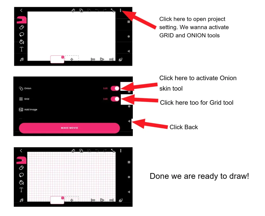 Activating the Onion and Grid Tool Flipaclip