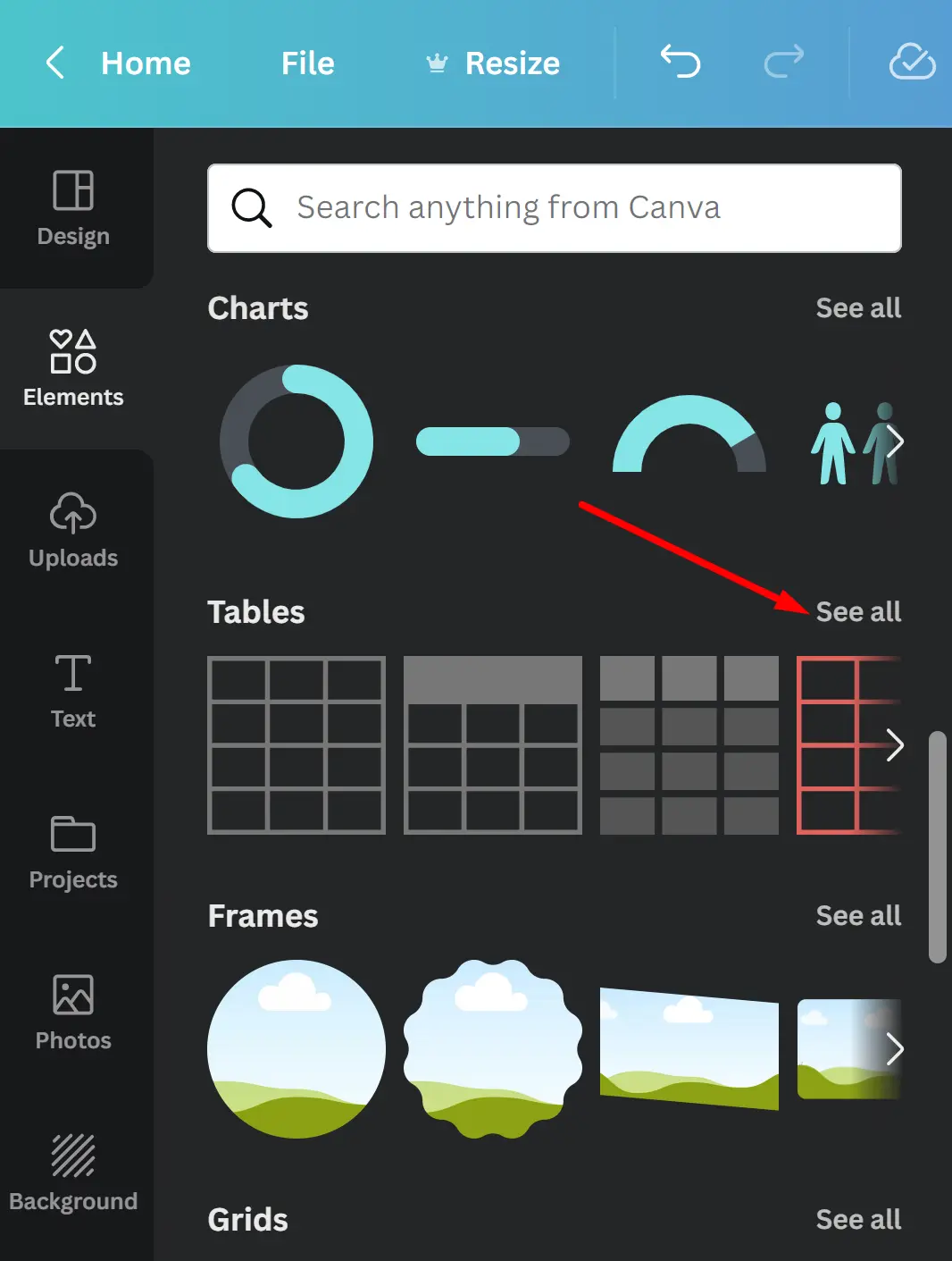 Tables on Canva