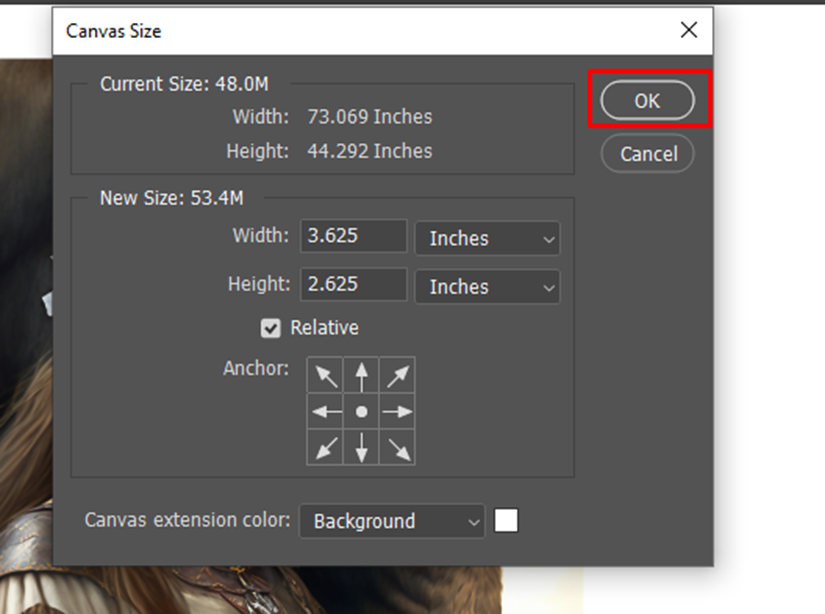Canvas BACKGROUND extension color