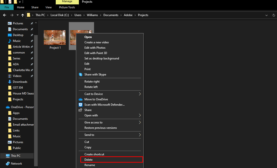 How to Delete Photoshop Projects