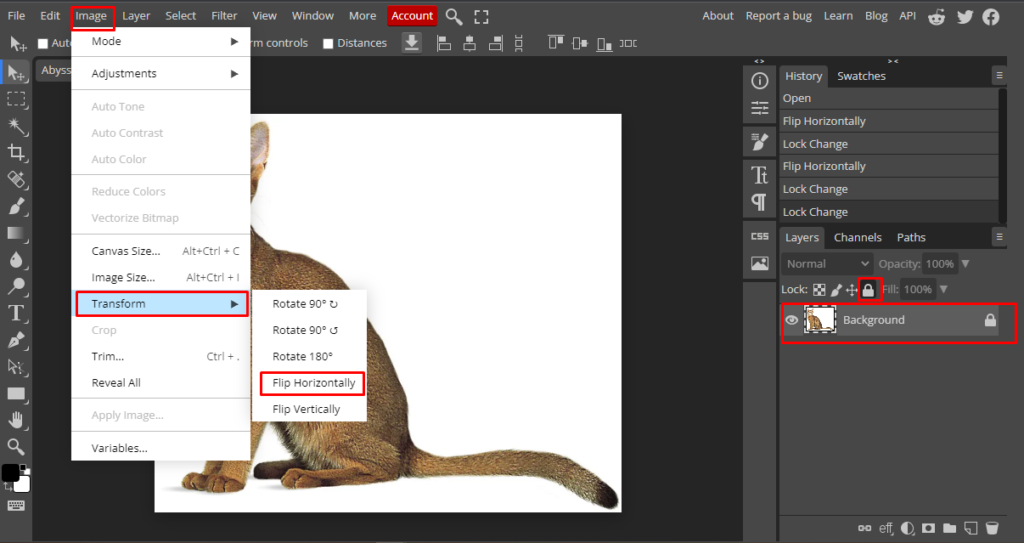 flip layer Photoshop