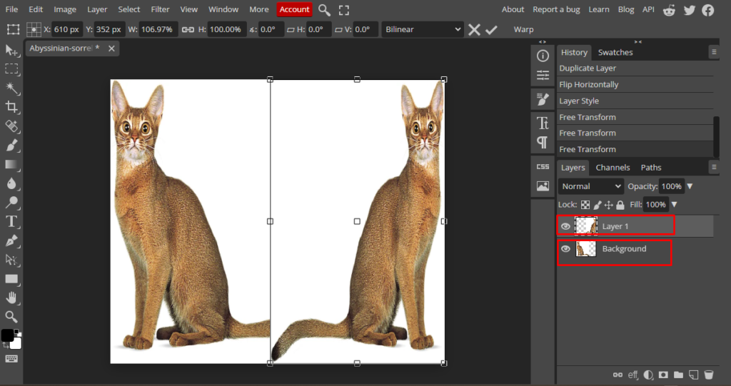 flip multiple layers Photoshop