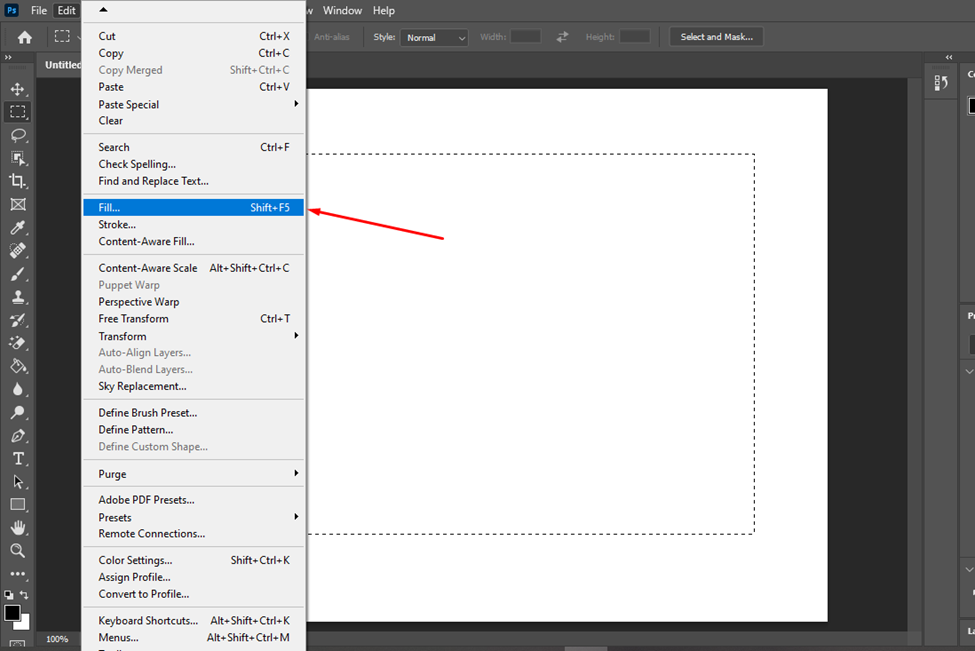 Edit > Fill