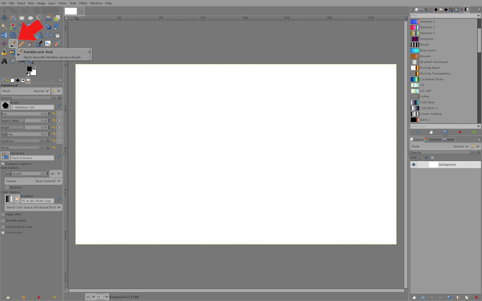 paint brush tool GIMP