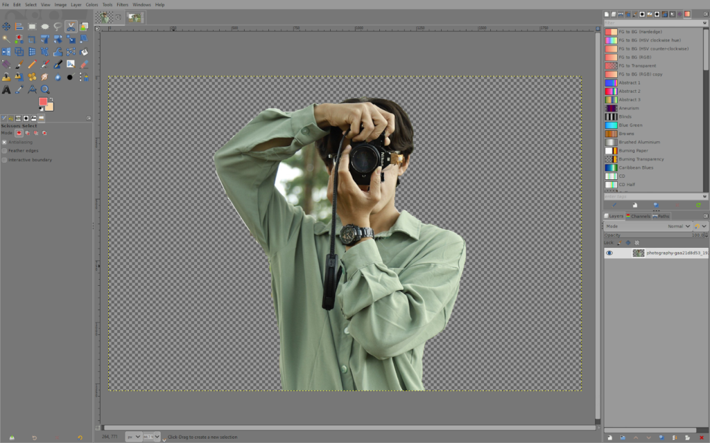 delete image background GIMP