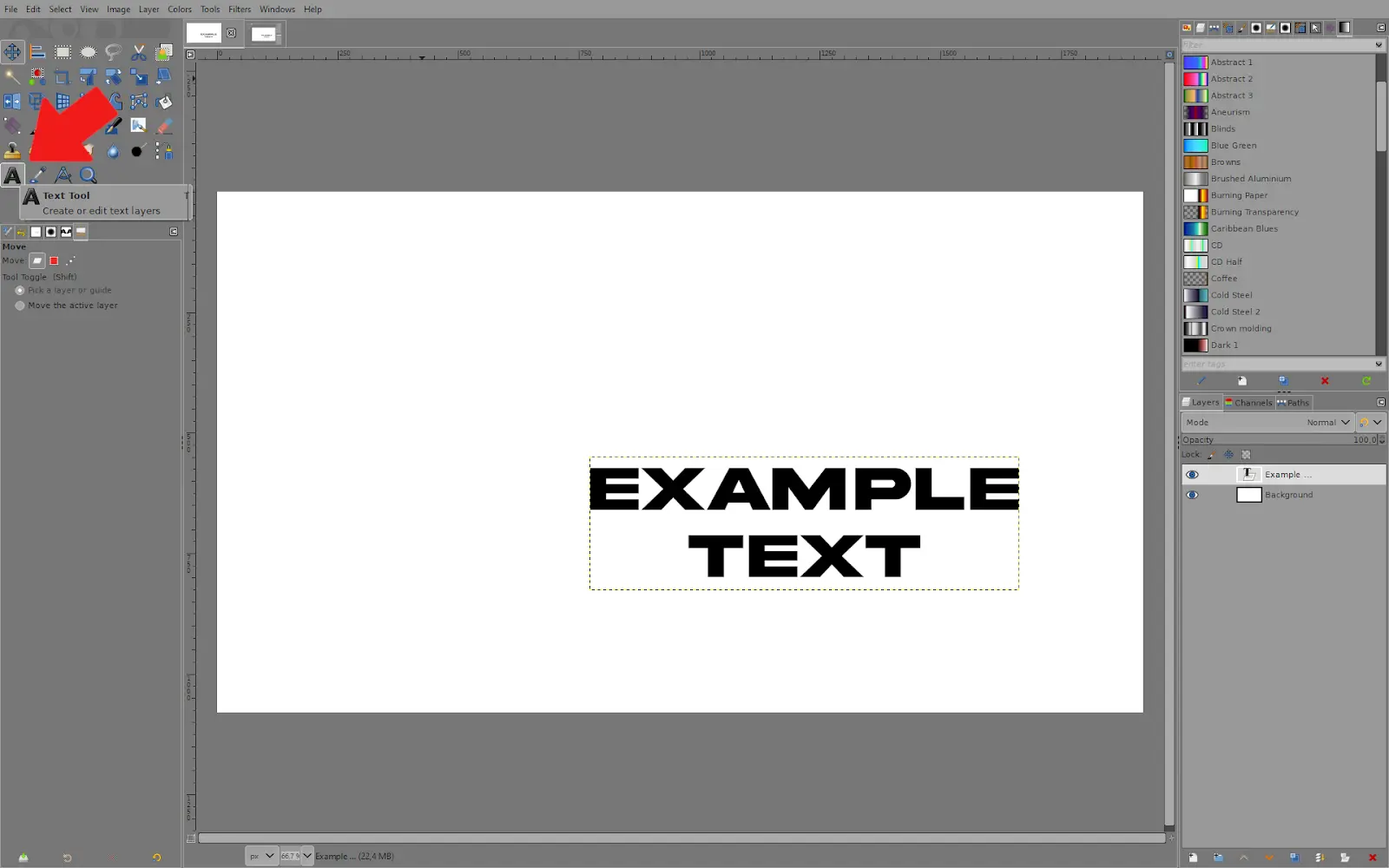 Text tool GIMP
