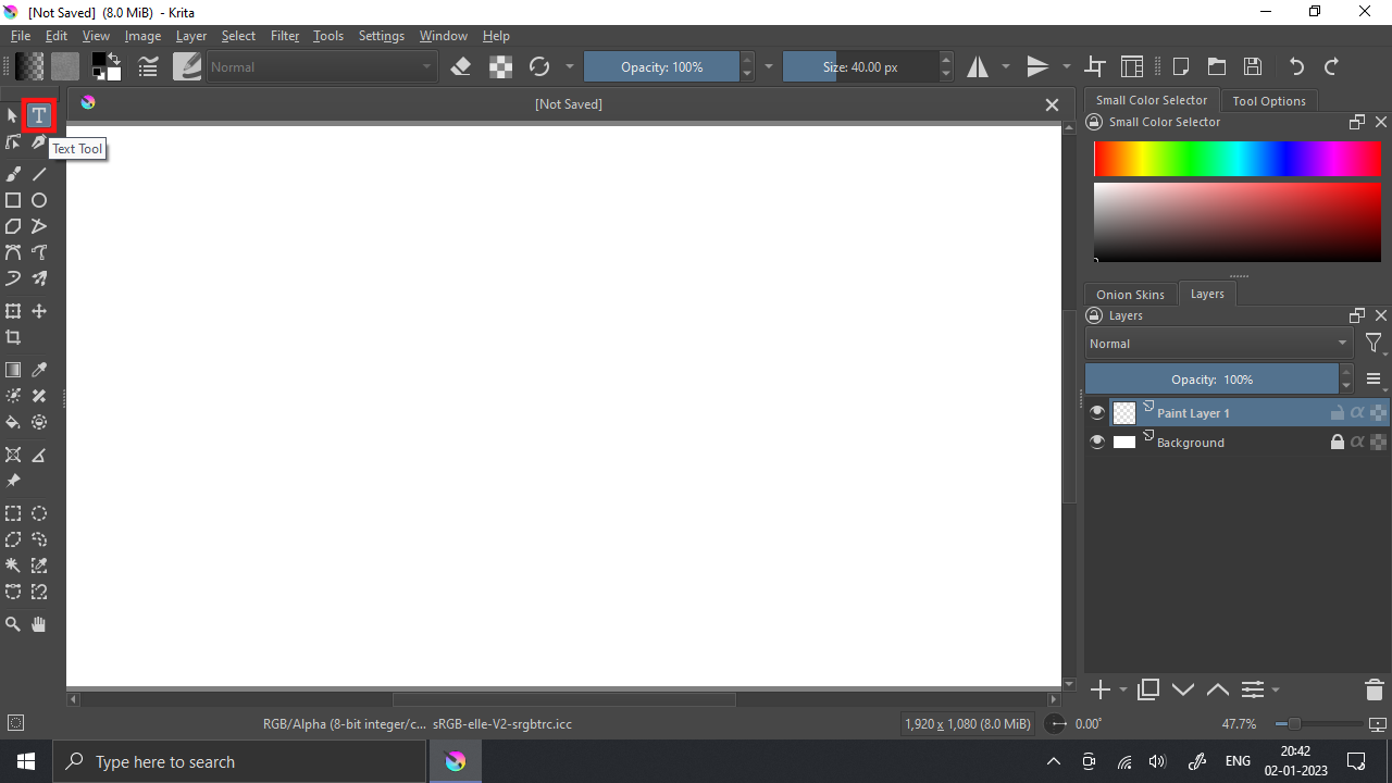 Text Tool in Krita