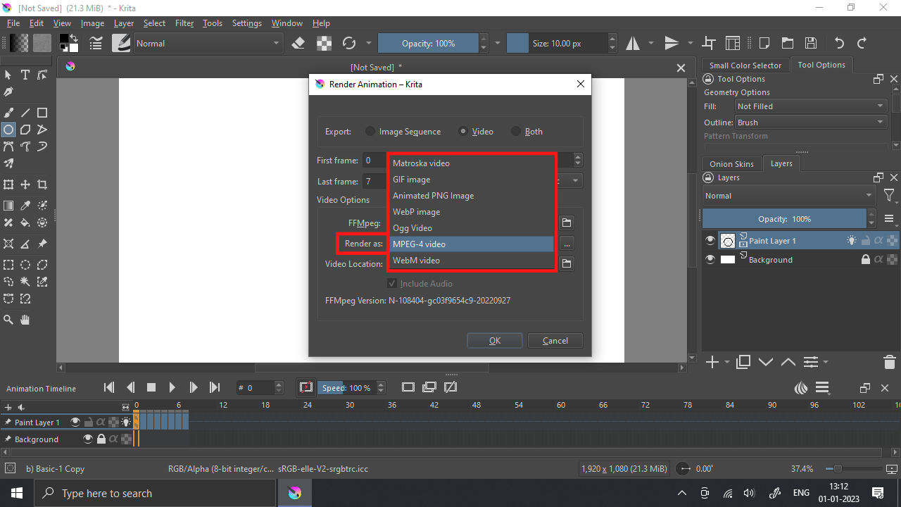 Export Animation in Krita