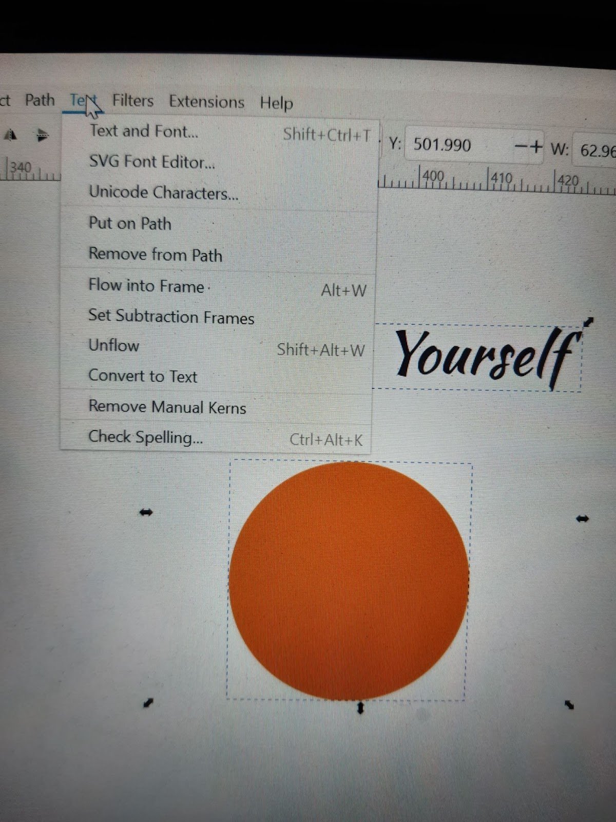 Inkscape Text in Menu Bar