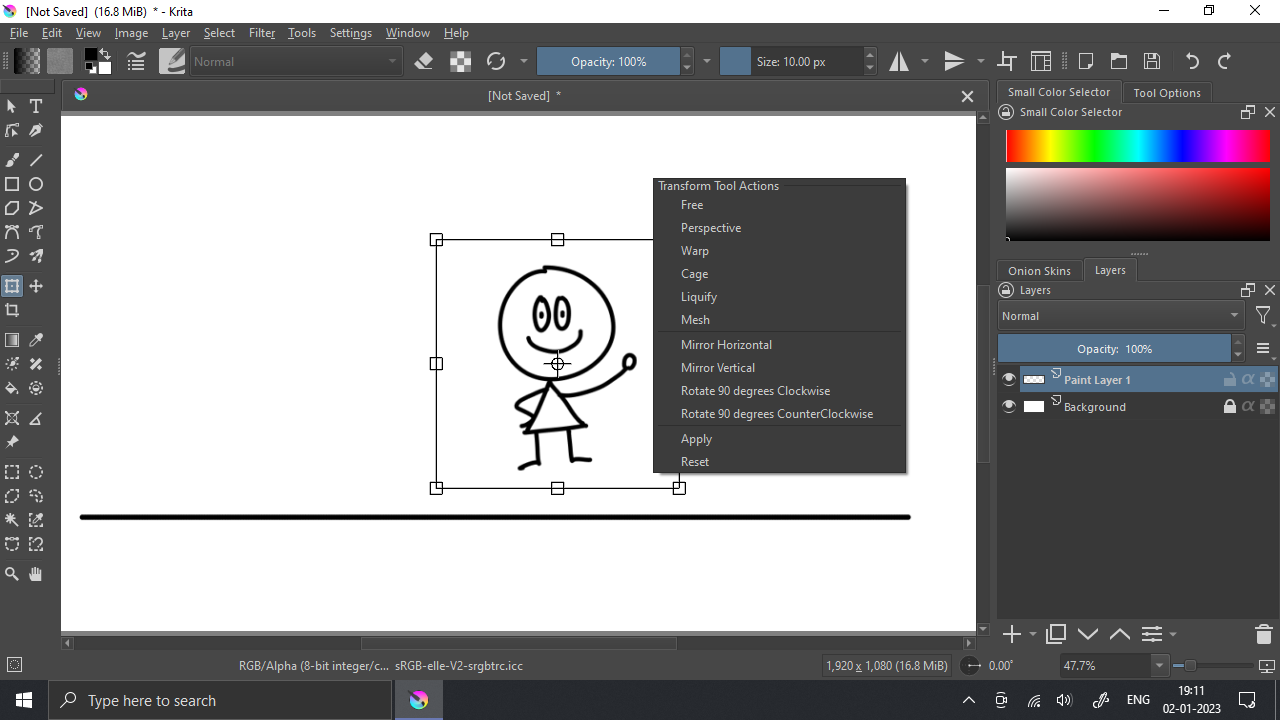Transform Tool Option in Krita