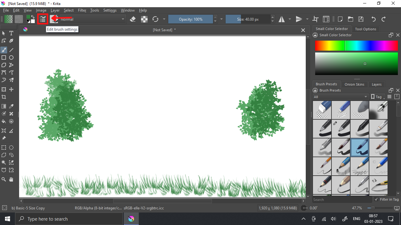 Edit Brush Settings Icon in Krita