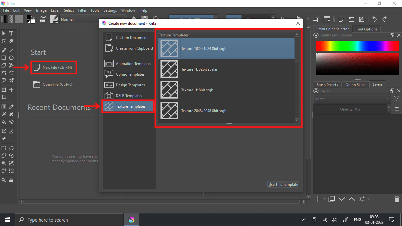 Krita Textile Template