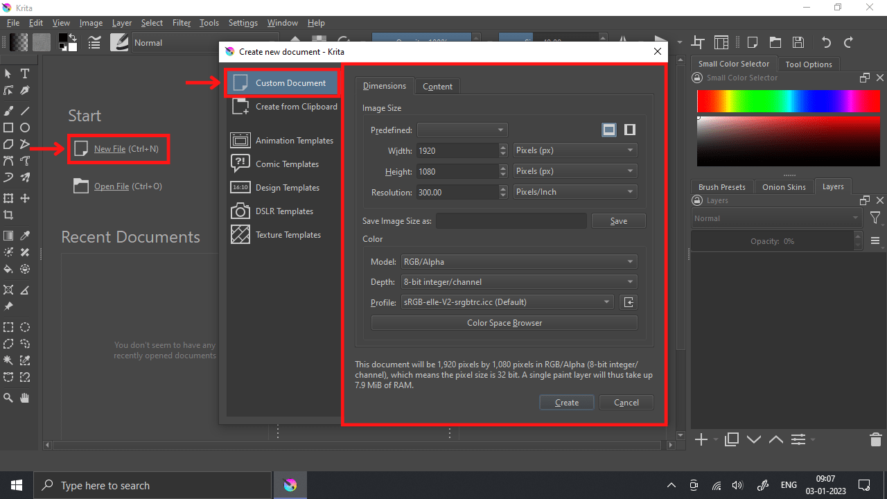 Krita CustomTemplate