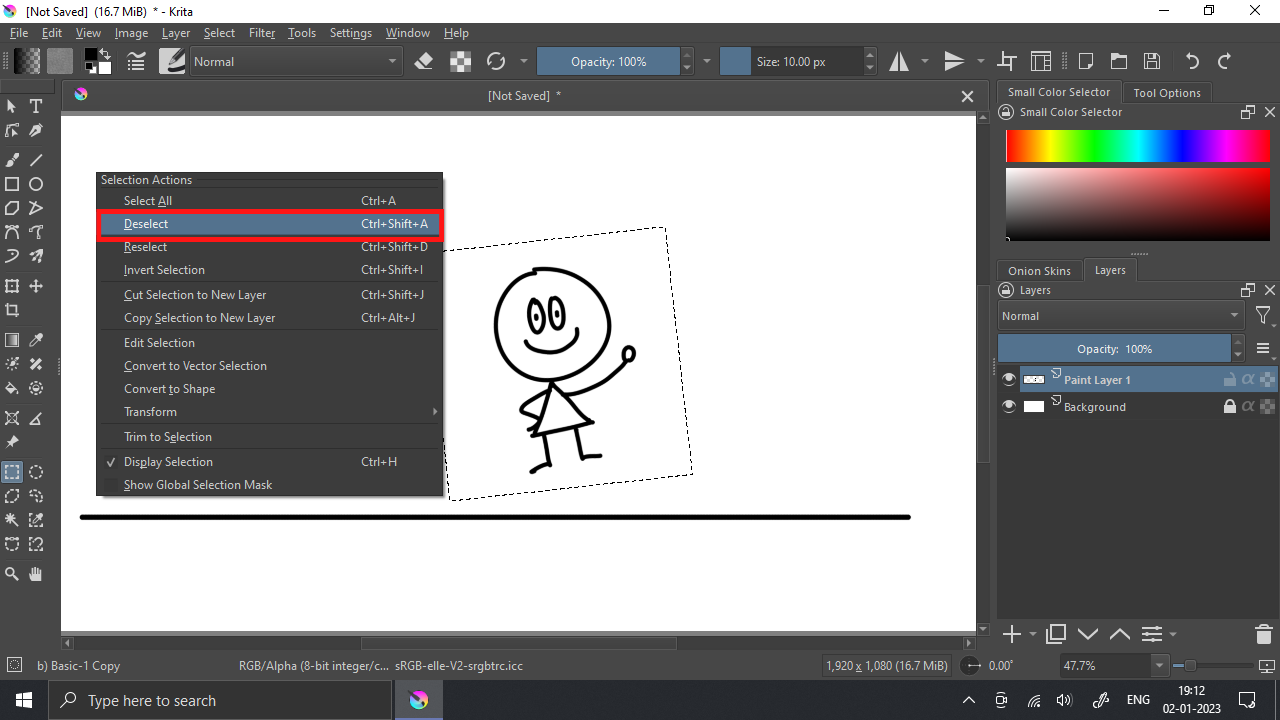 Krita Deselect Option