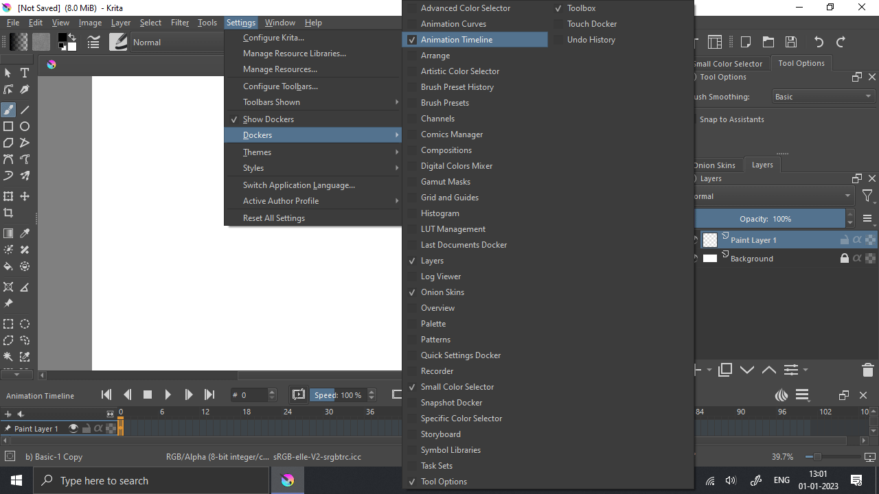 Krita Dockers Settings