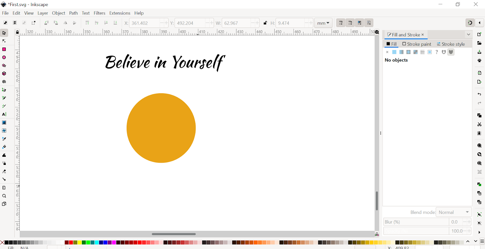 Circle and Text in Inkscape