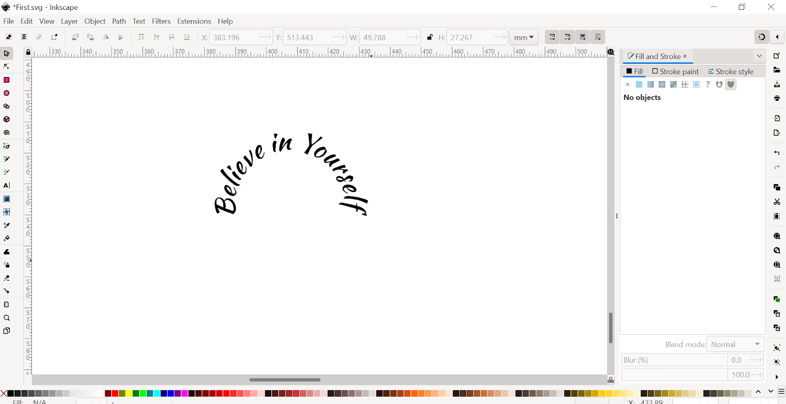 Curved Text in Inkscape