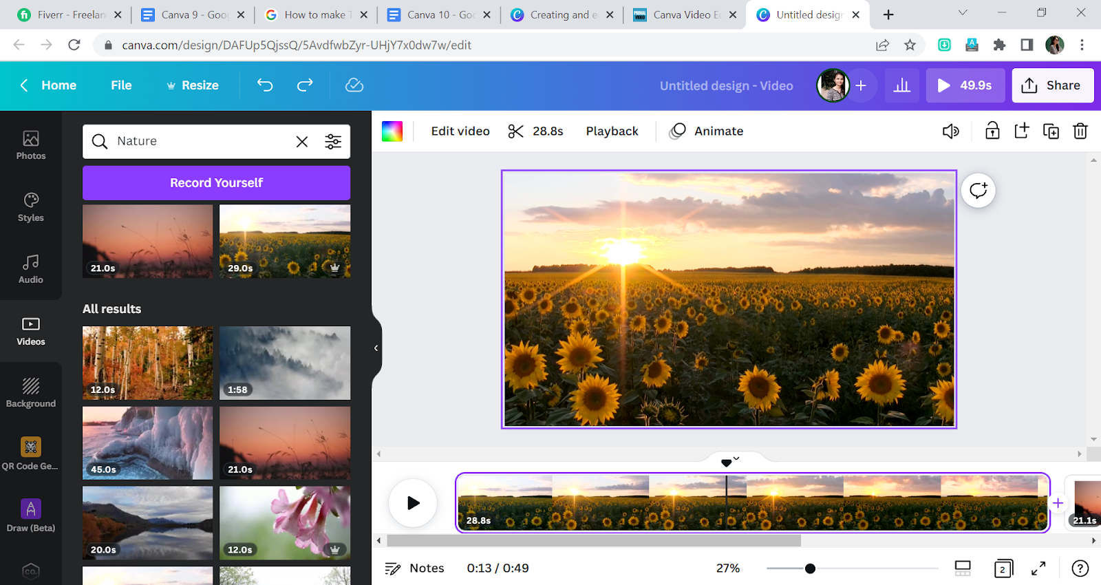 Editing Imported Video on Canva