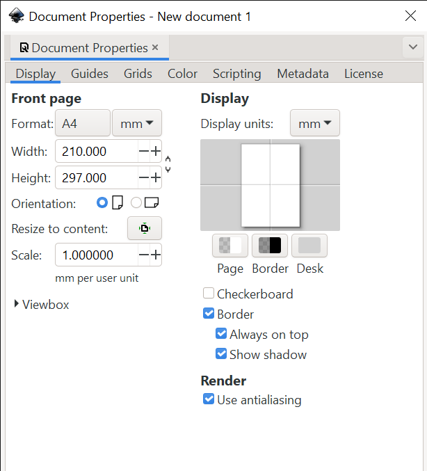 Change Canvas Dimension in Inkscape