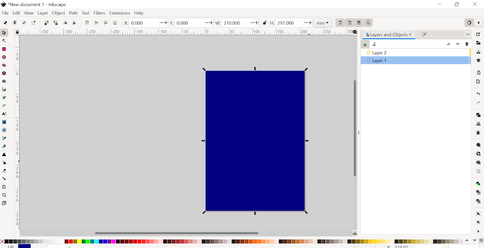 Rectangle on Layer 1 in Inkscape
