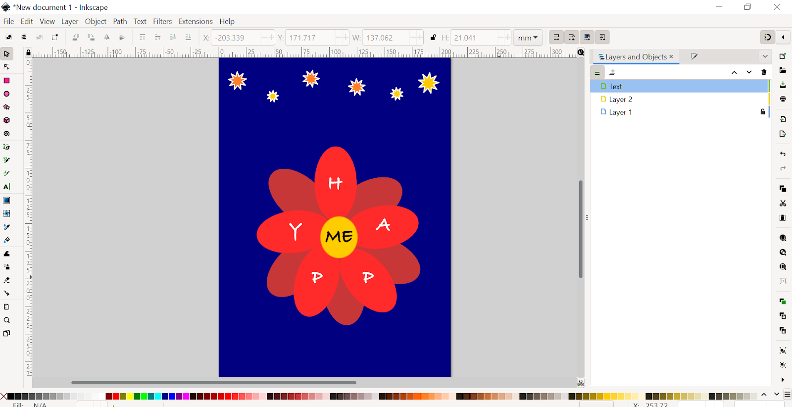 Text on Petals in Inkscape