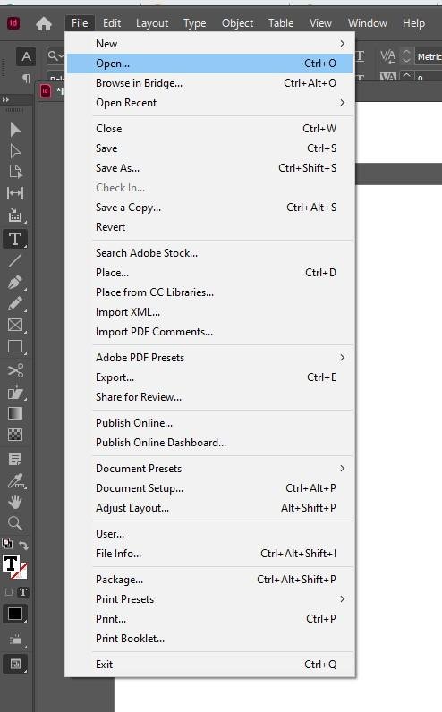 New Document in InDesign