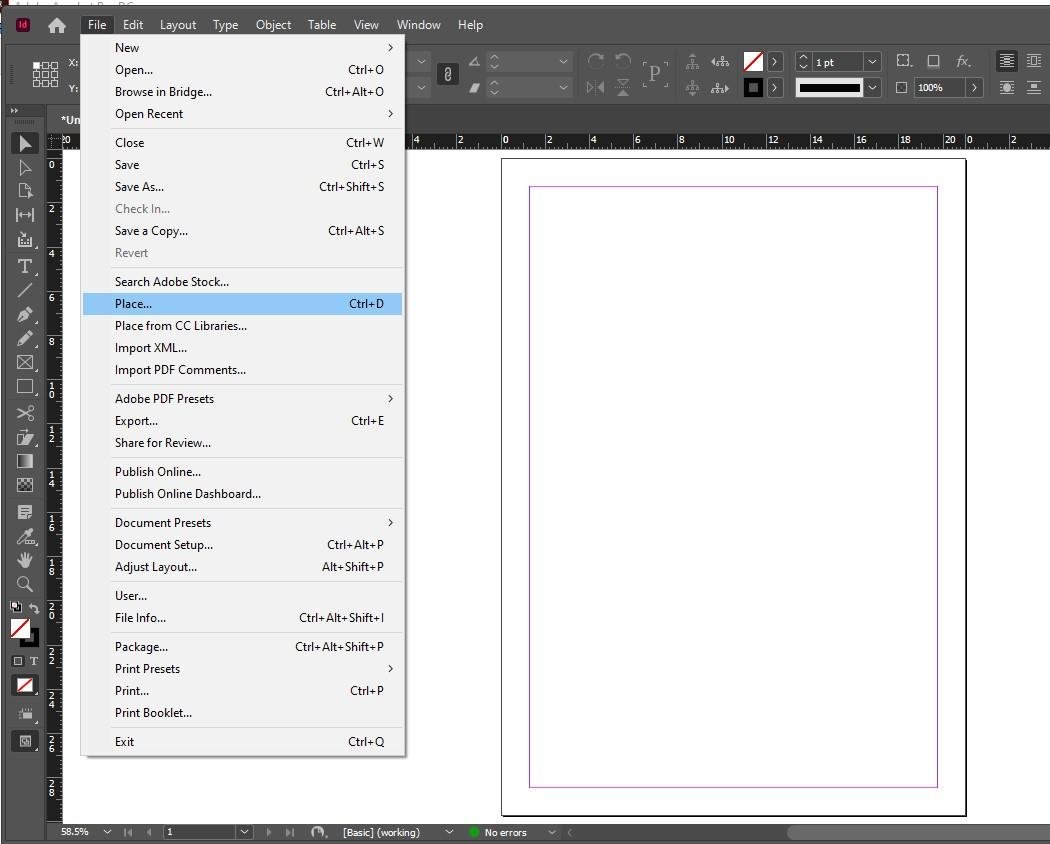 Insert Image in InDesign