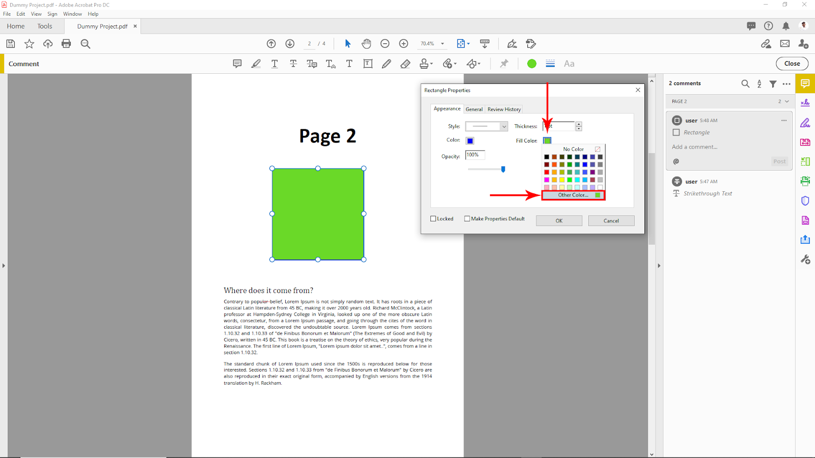 Other Color Option in Color Panel
