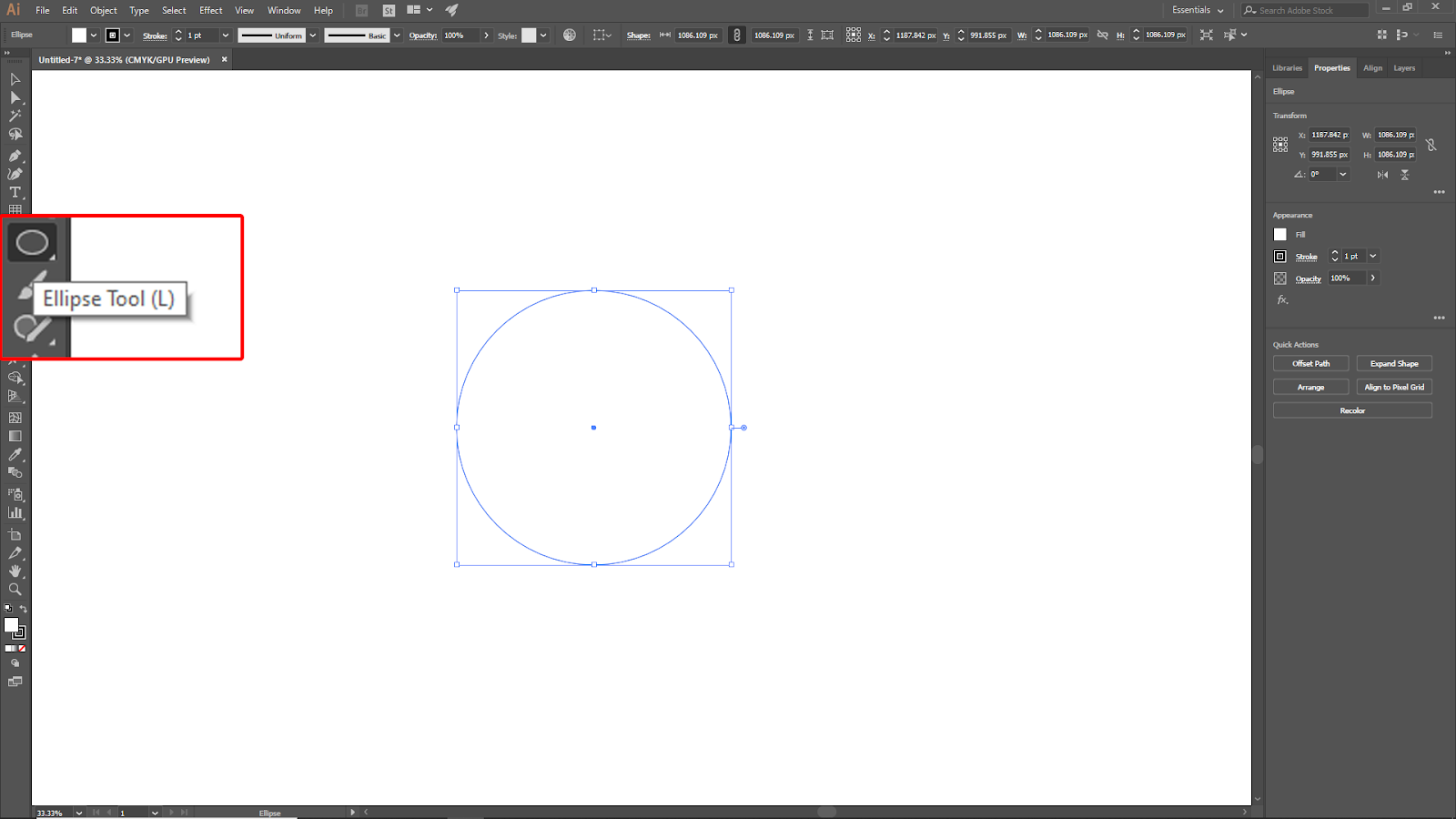Ellipse Tool in Illustrator