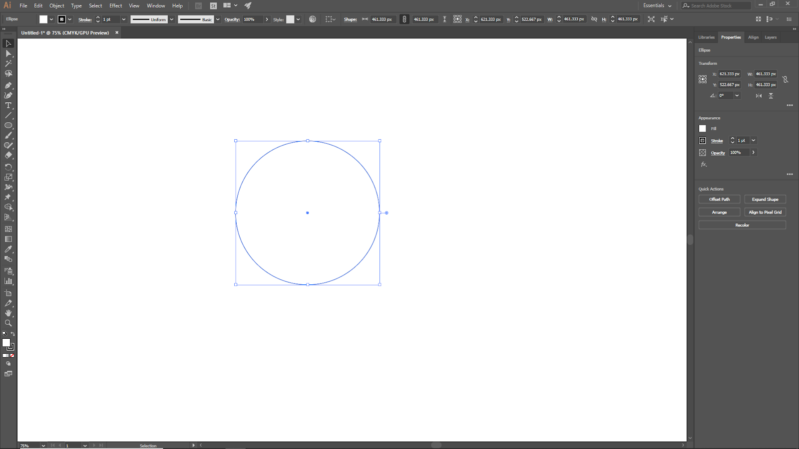 Circle in Canvas in Illustrator