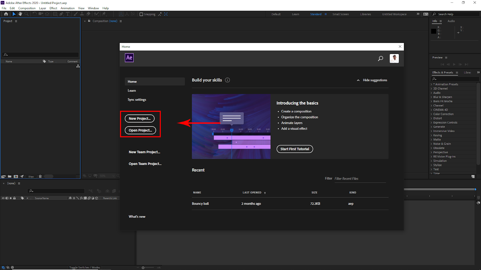 Create Document in After Effects