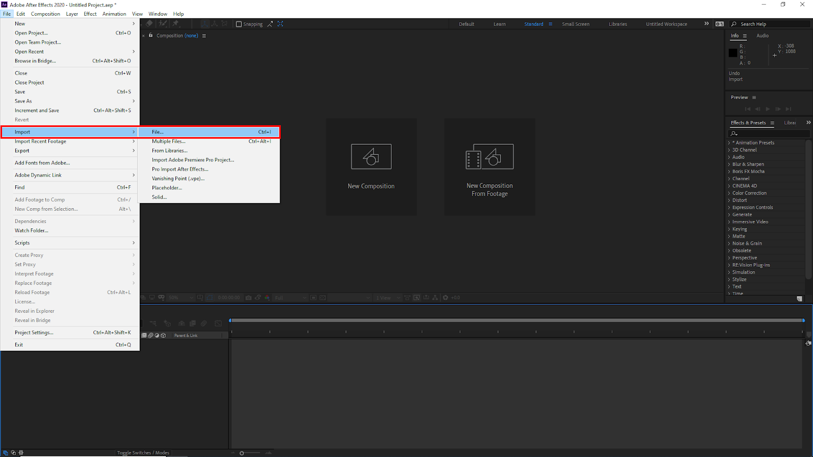 Import File in After Effects