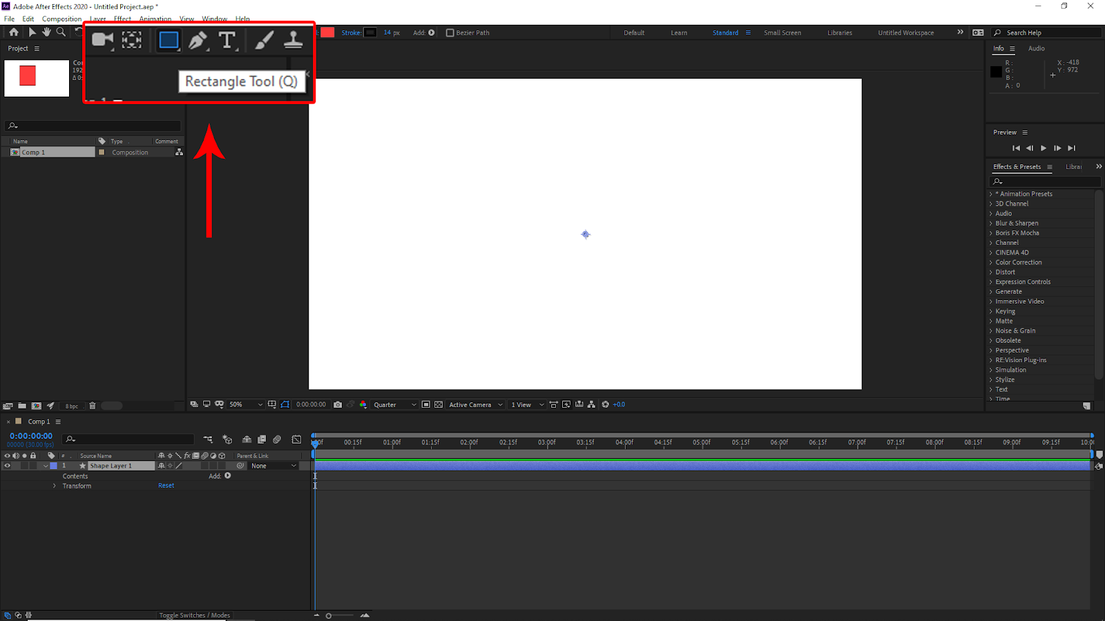 After Effects Rectangle Tool