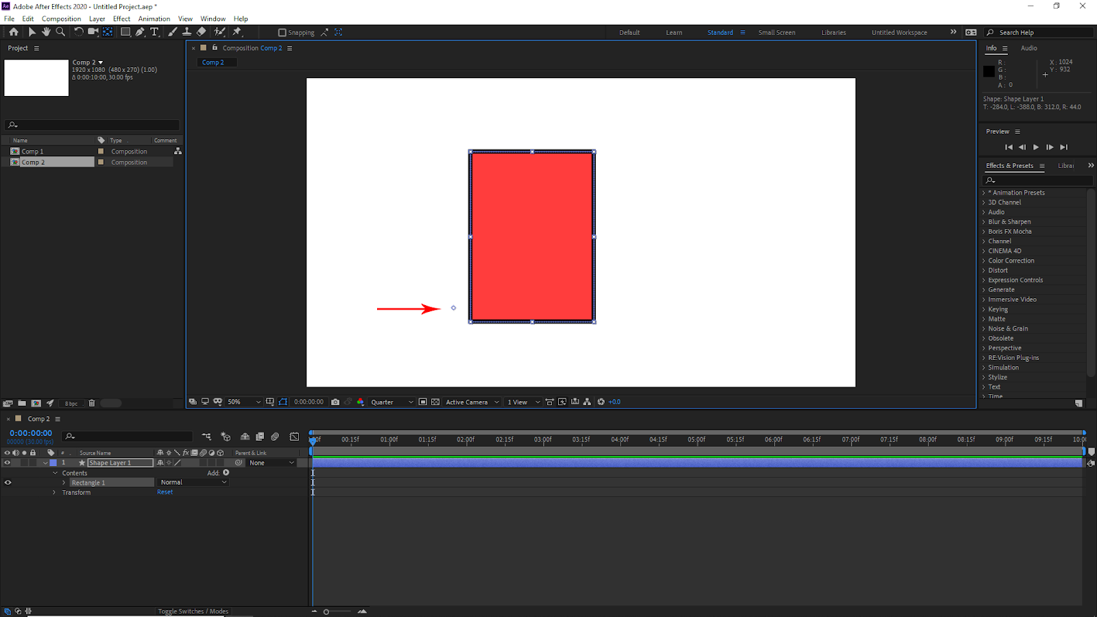 Select Anchor Point in After Effects