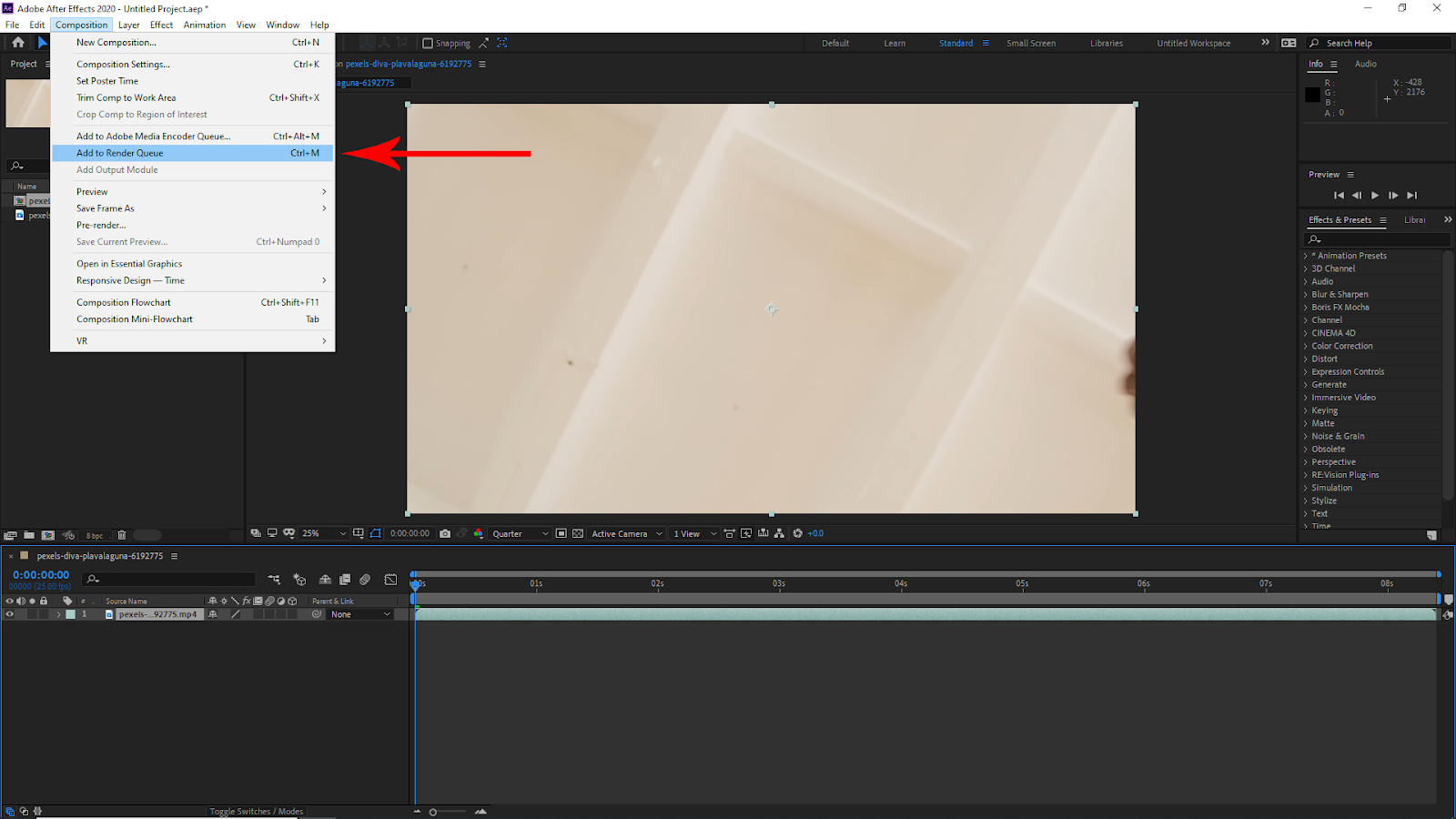 Add To Render Queue in After Effects