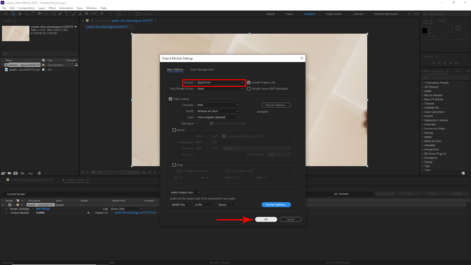 After Effects Quicktime