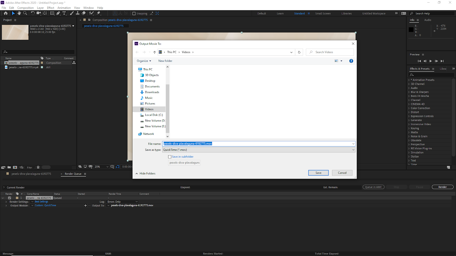 Saved Rendered After Effects Video