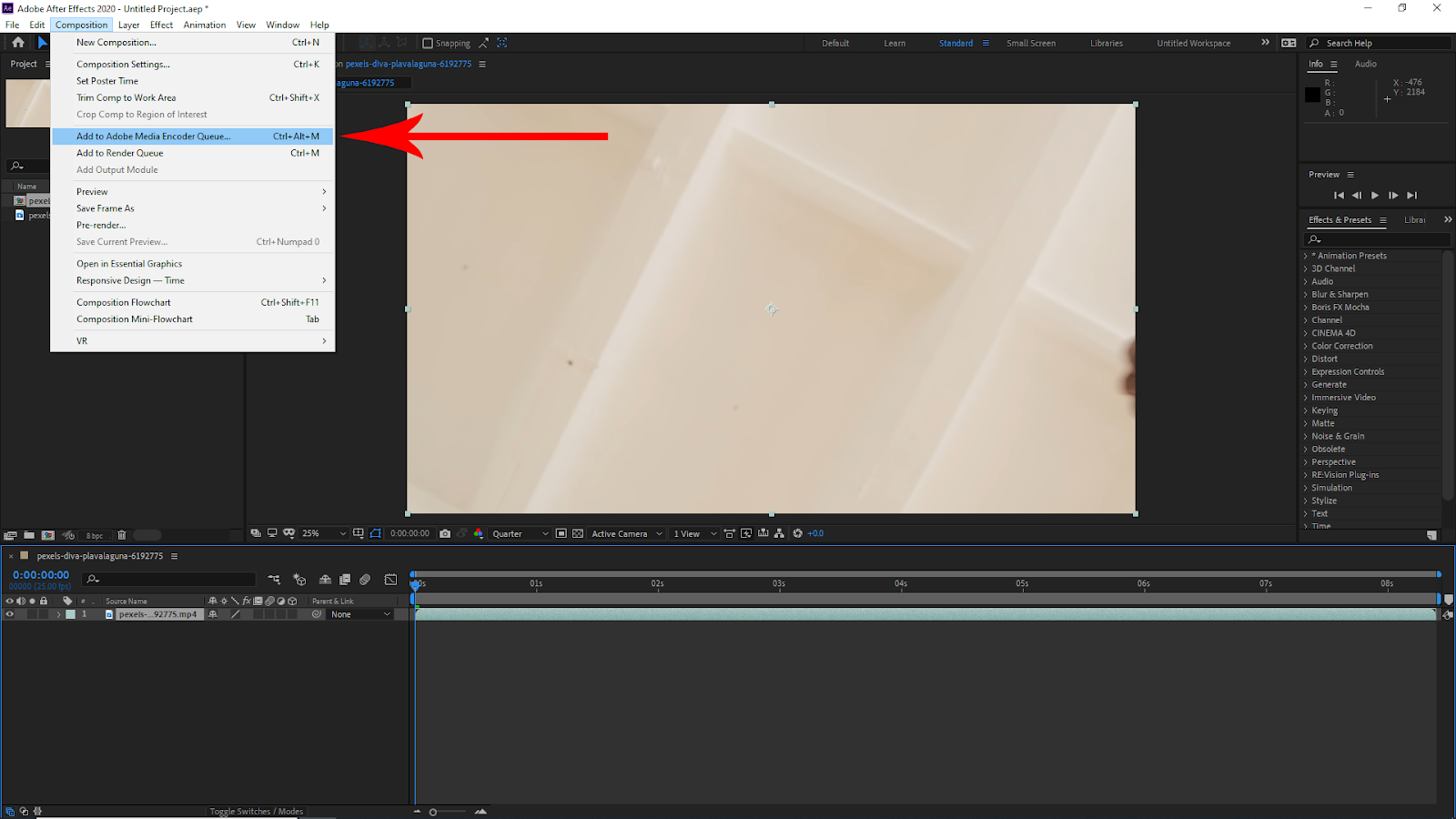 Add To Adobe Media in After Effects