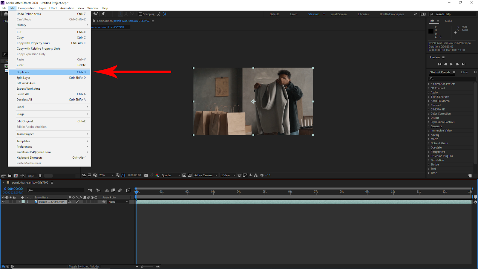 Duplicate Layer in After Effects