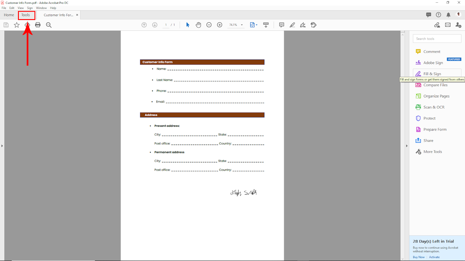 Tools Option