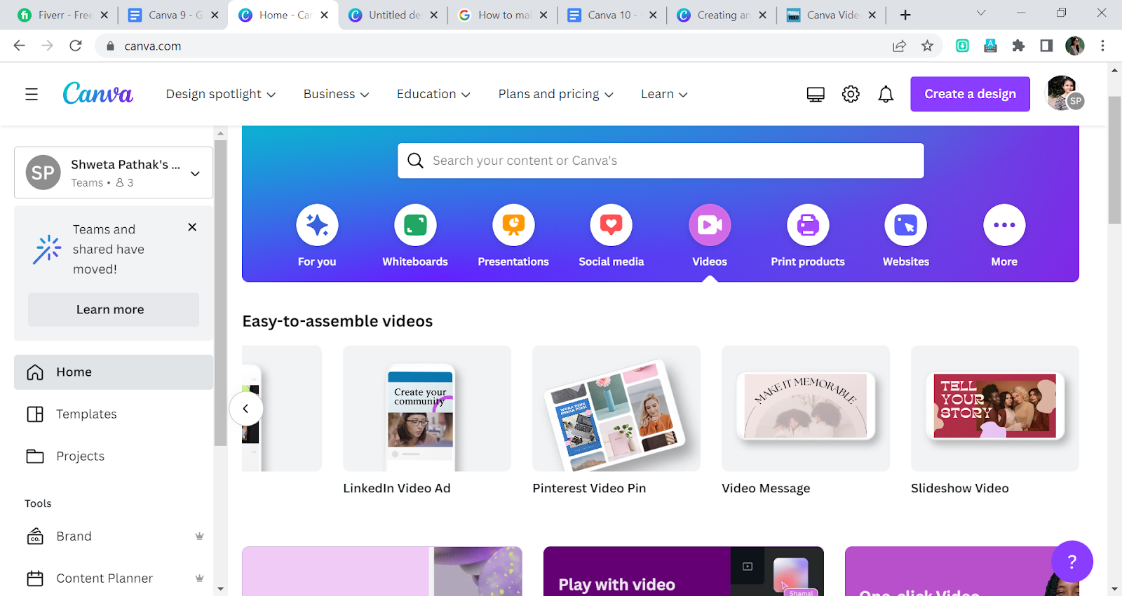Video Templates on Canva