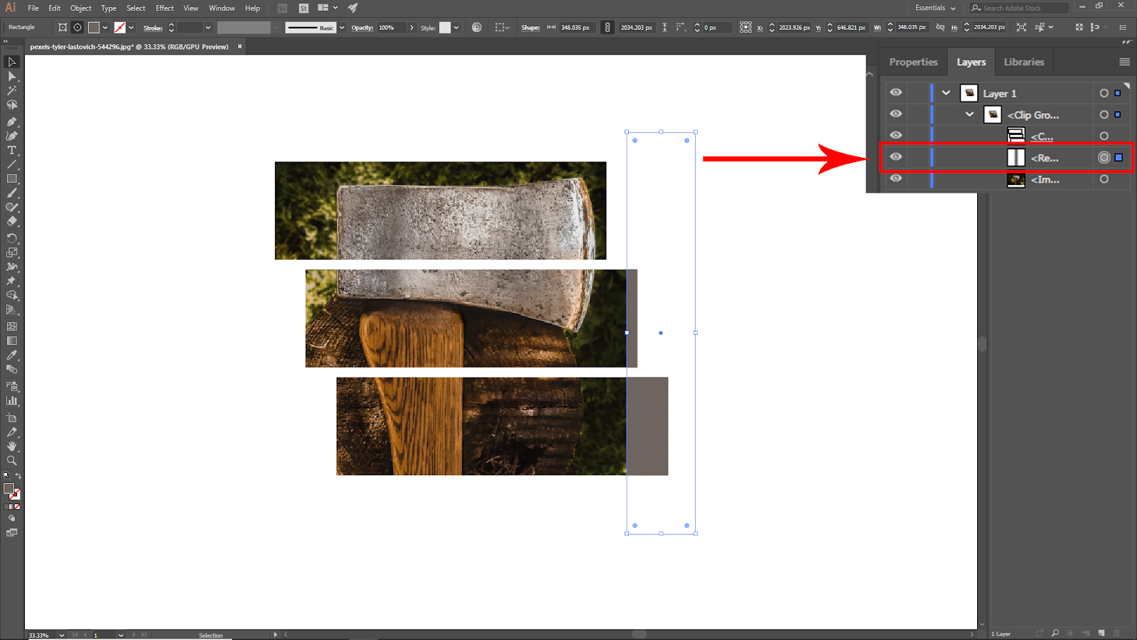 Shape going into clipping mask