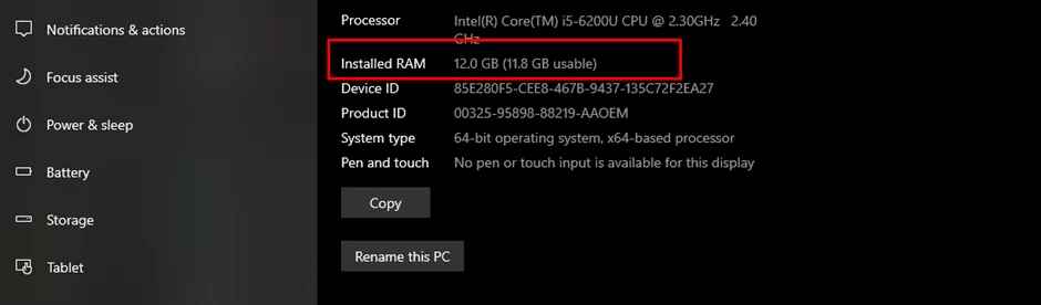 Installed RAM Option in Davinci Resolve