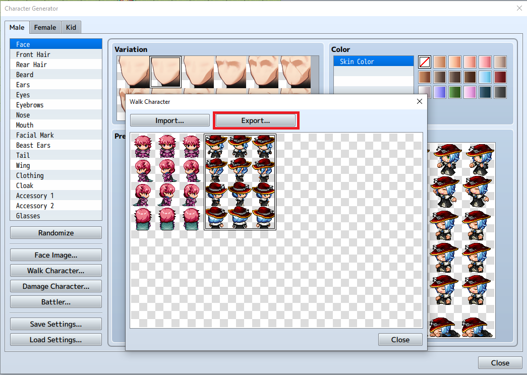 Export Button