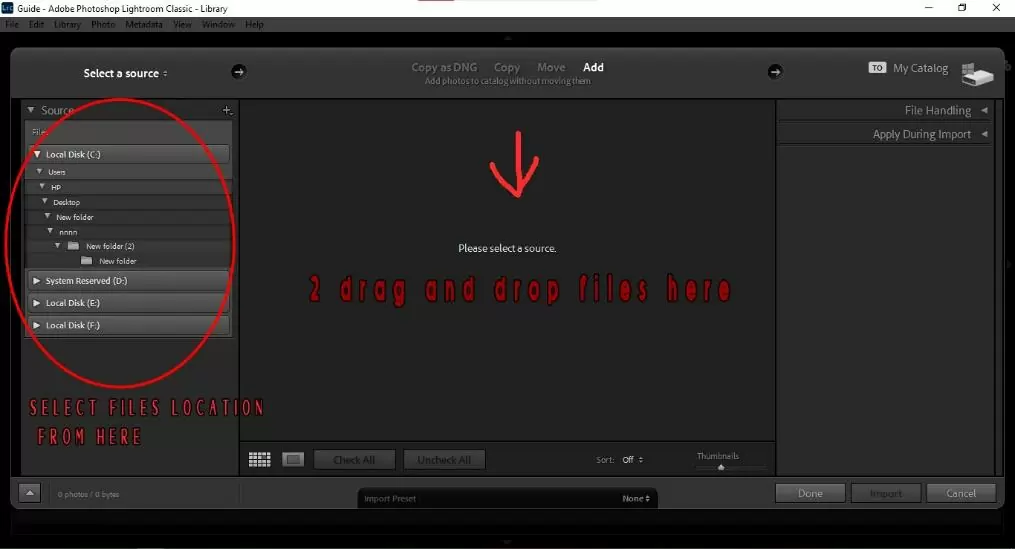 Drag and Drop File into Lightroom
