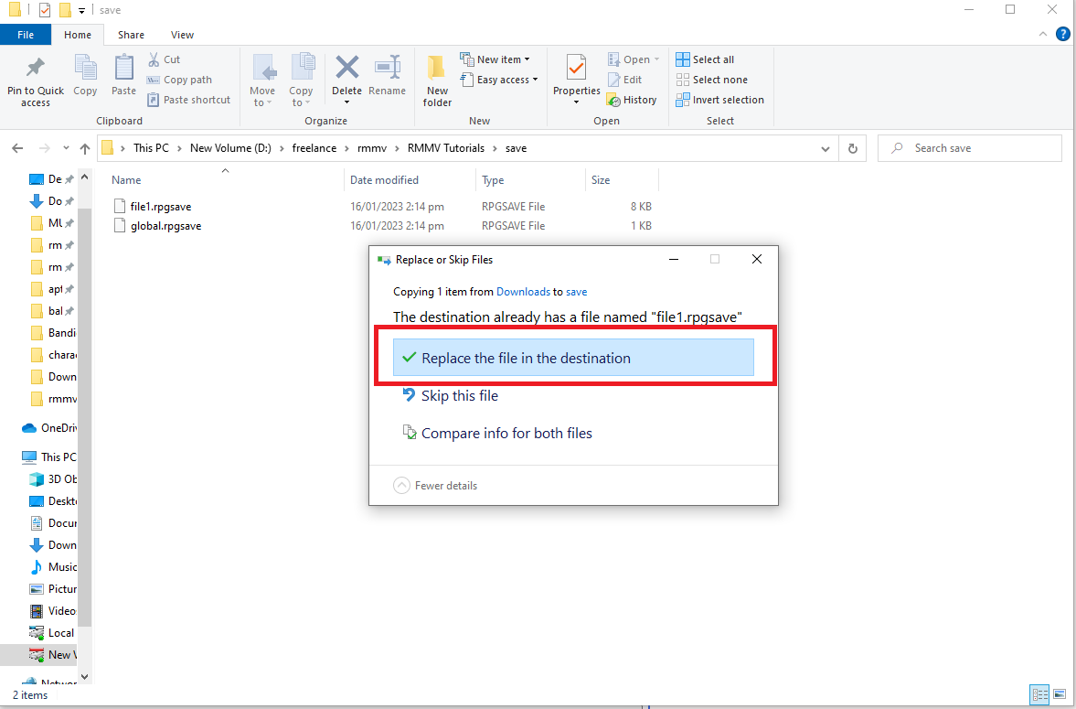 Replace File in Destination