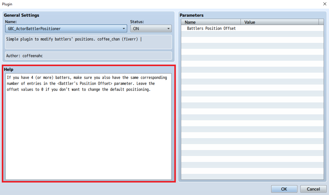 Plugin Window Help Section
