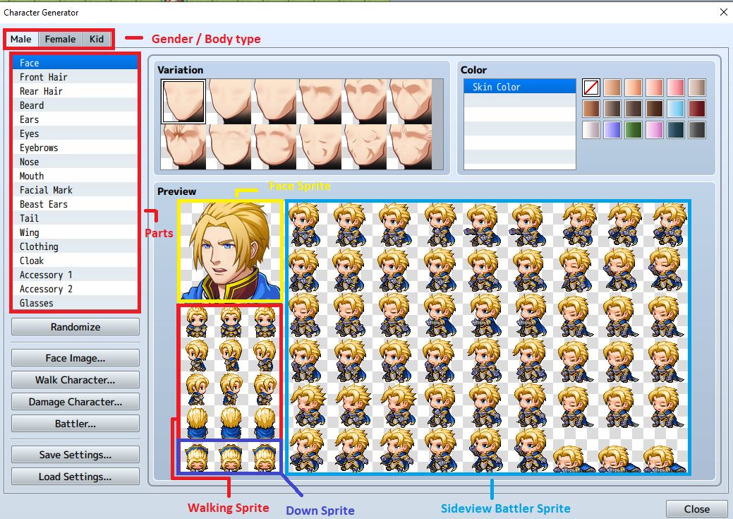 Choose Gender and Build of Your Character
