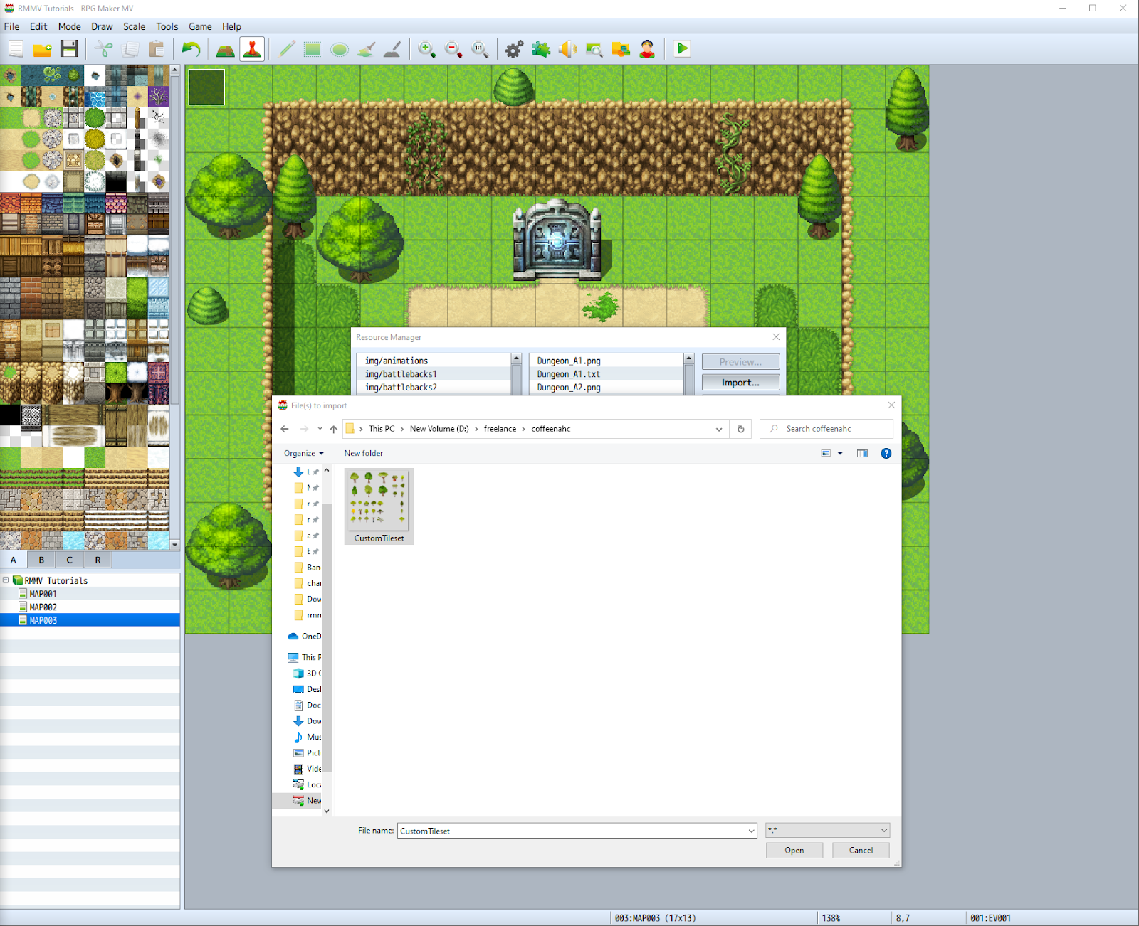 Open Imported Tileset File