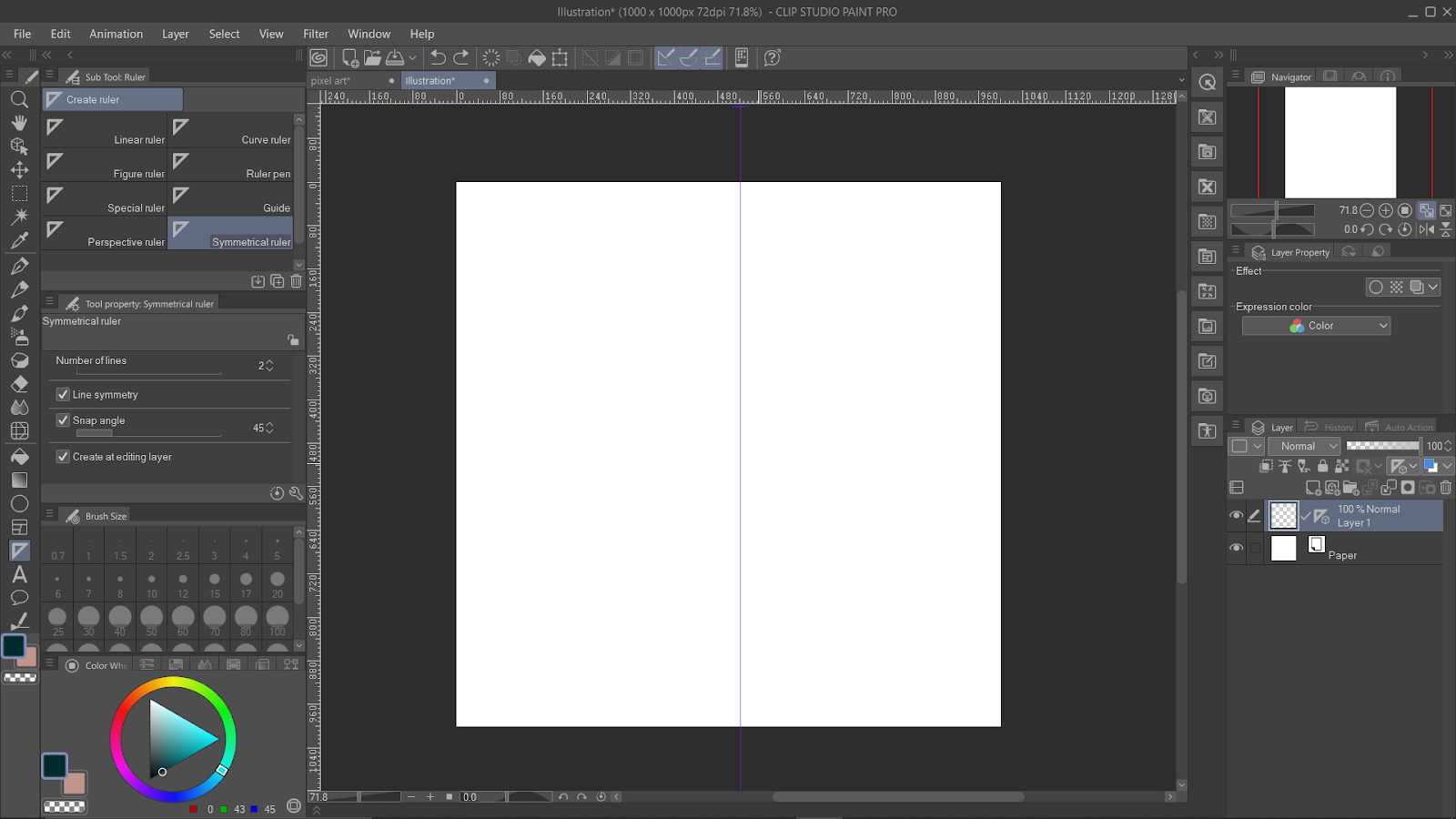 Draw Symmetry Line in Clip Studio Paint
